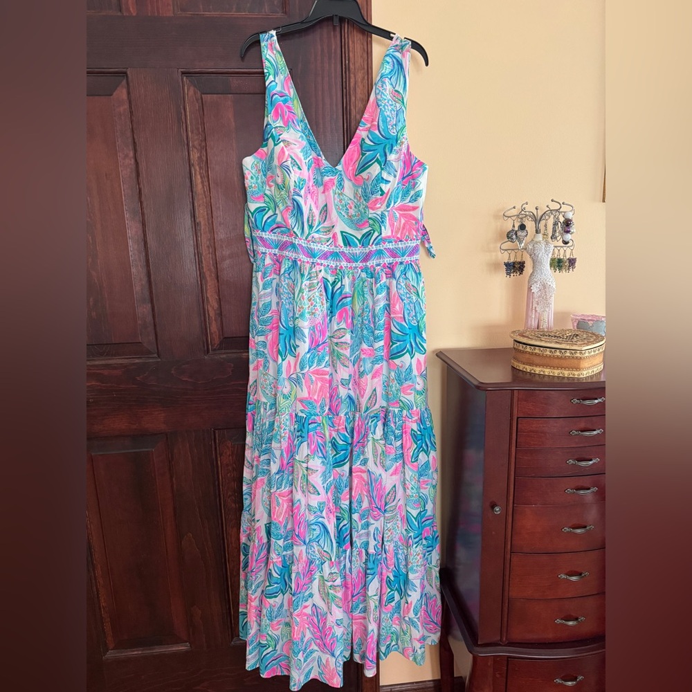 Euc Lilly Pulitzer Charleen maxi dress Sleeveless V-Neck Toucan Do it better